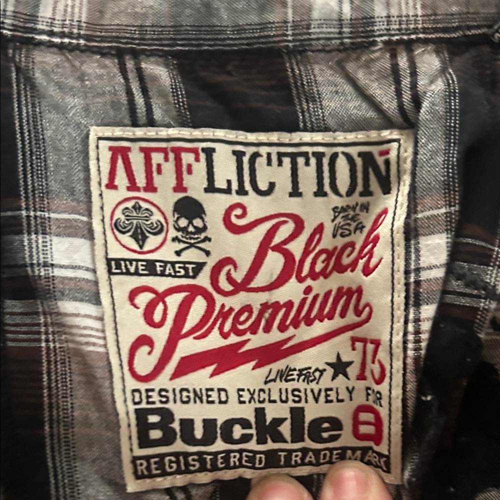 3 for $30!! Affliction Black Premium Plaid Shirt